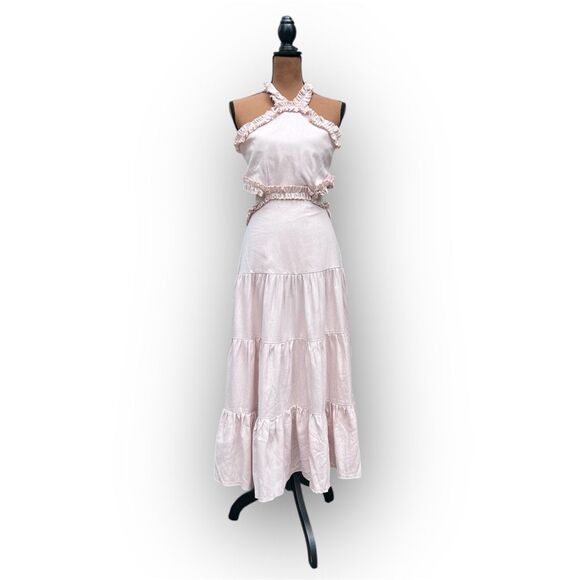 Margo Baridon x Anthropologie Ruffle Accented Halter Tie Maxi Dress, Women’s XS - Picture 1 of 14